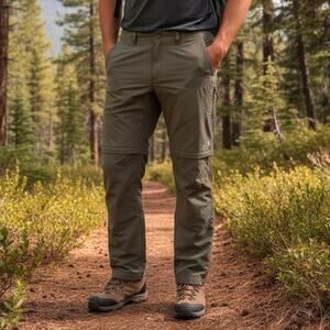 The North Face Convertible Pants Zip-Off Hiking Horizon Nylon Clay Gray size 38